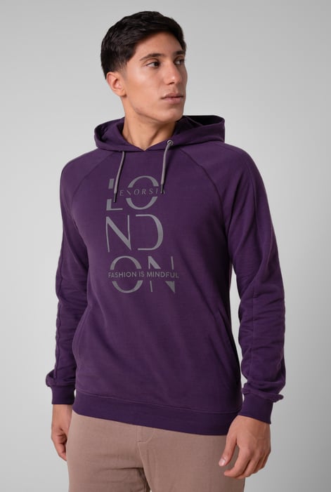 Grey Raglan Sleeve Chest Print Hoodie