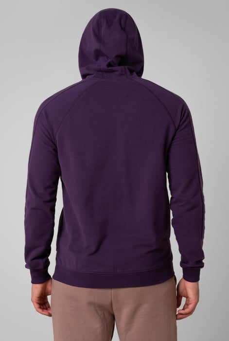 Purple Raglan Sleeve Chest Print Hoodie