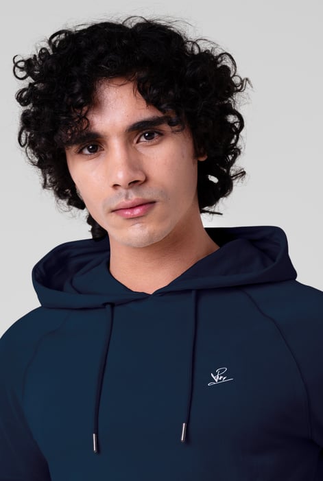 Navy Flap Detail Kangaroo Pocket Hoodie
