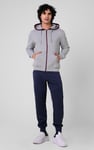 Contrast Piping Detail Zip Front Hoodie