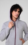 Contrast Piping Detail Zip Front Hoodie