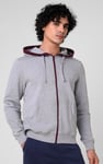 Contrast Piping Detail Zip Front Hoodie