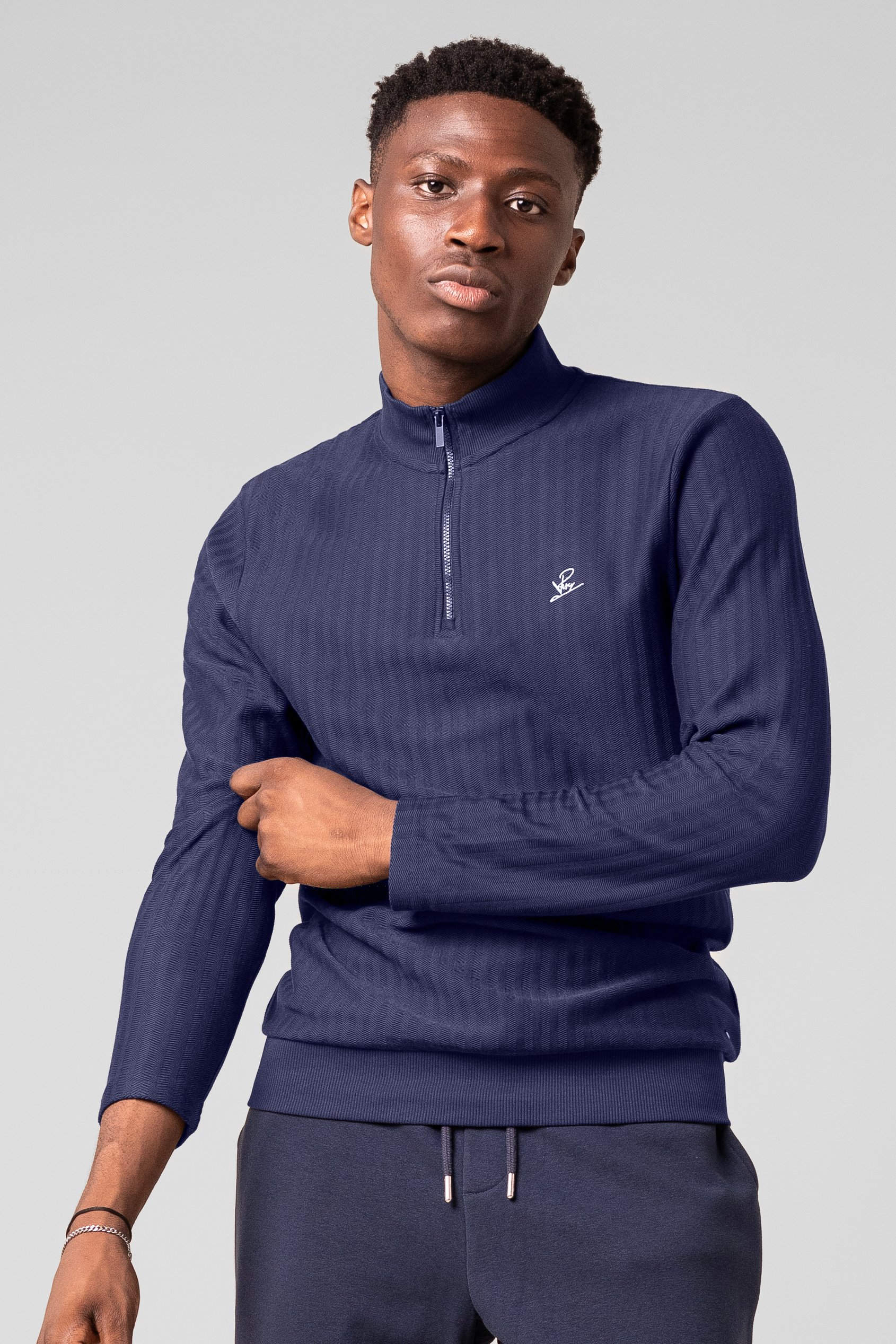 Enorsia Men's Navy Half Zip Sweatshirt - Uk L