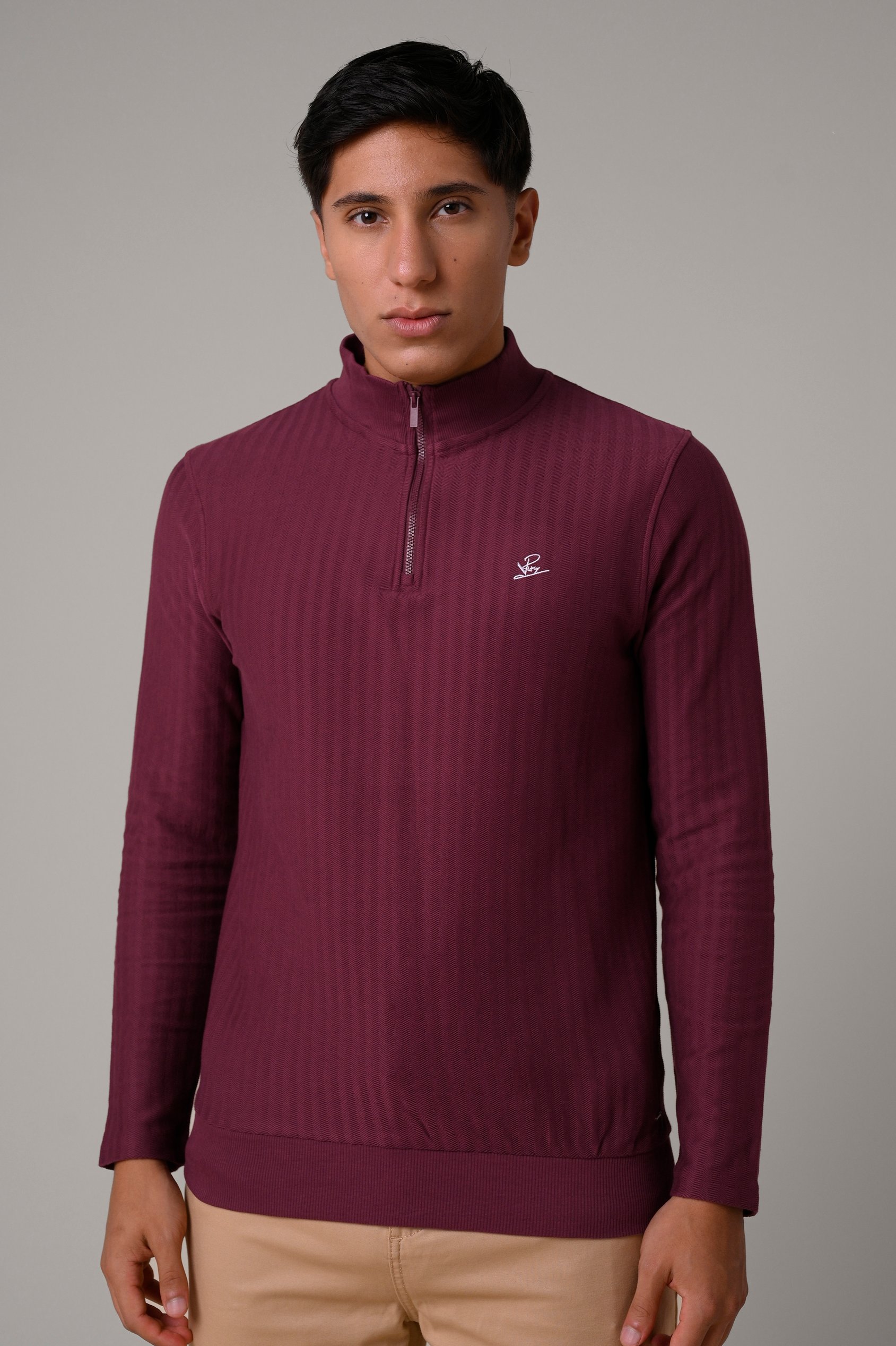 Enorsia Men's Red Burgundy Half Zip Sweatshirt - Uk L