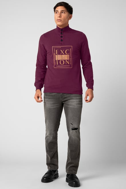 Button-Up Funnel Neck Sweatshirt