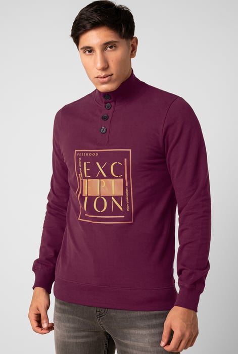 Grey Button-Up Funnel Neck Sweatshirt