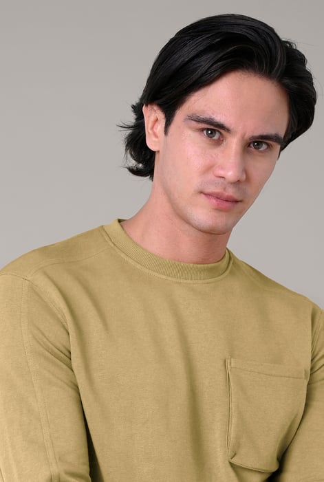 Tan Long Sleeve Front Pocket Sweatshirt