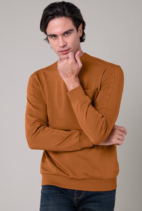 Tan Long Sleeve Front Pocket Sweatshirt