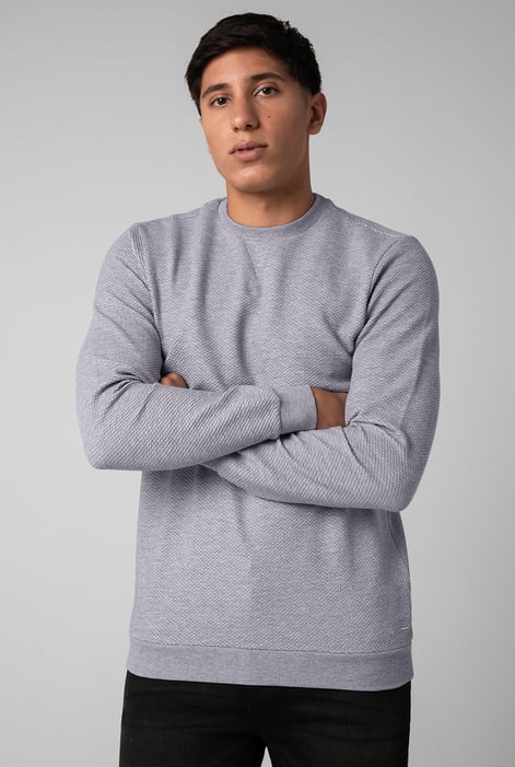Mens Black Crew Neck Design Rib Sweatshirt