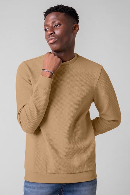 Mens Crew Neck Design Rib Sweatshirt