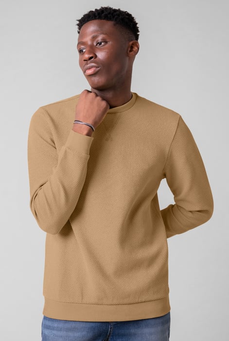 Mens Black Crew Neck Design Rib Sweatshirt