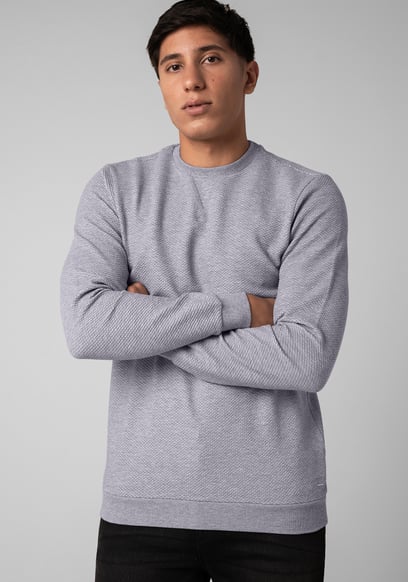 Mens Crew Neck Design Rib Sweatshirt
