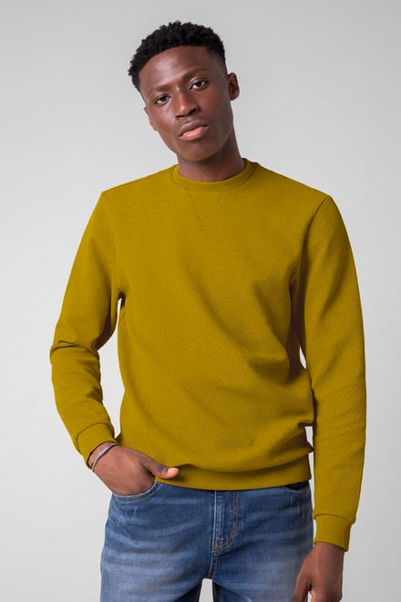Mens Crew Neck Design Rib Sweatshirt