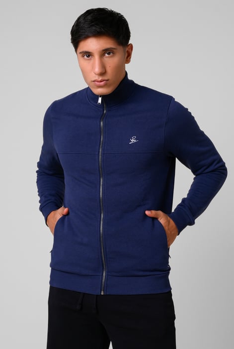 Mens Grey Zip-Up Mock Neck Sweatshirt