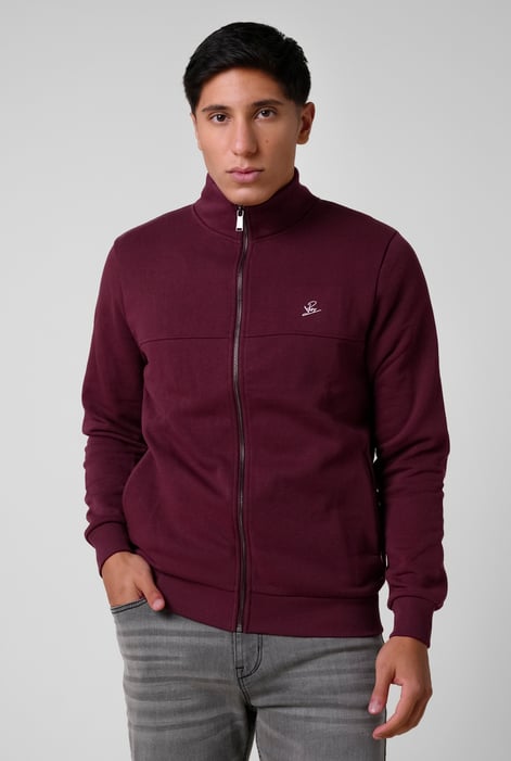 Mens Grey Zip-Up Mock Neck Sweatshirt