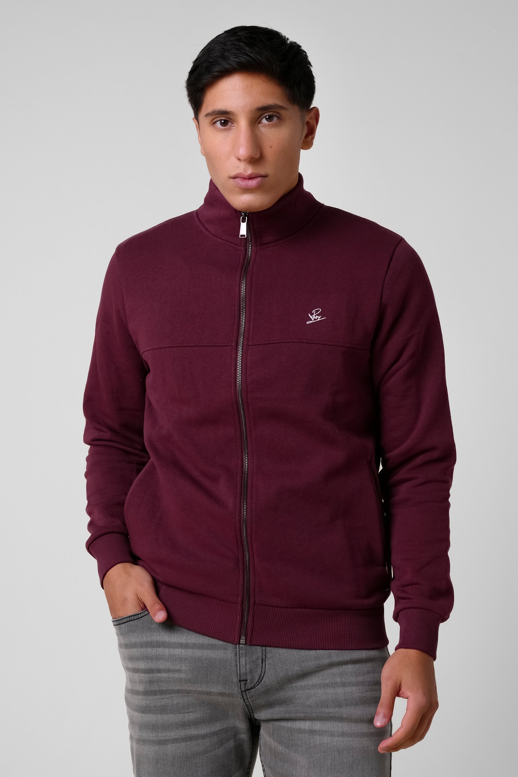 Enorsia Men's Red Zip-Up Mock Neck Sweatshirt - Uk Xxl