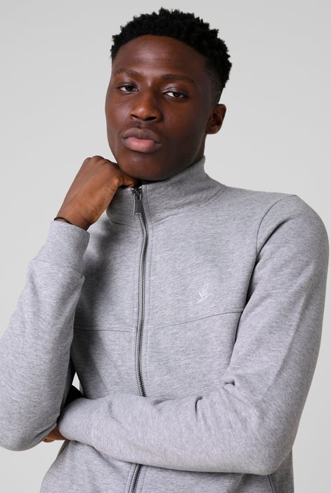 Mens Grey Zip-Up Mock Neck Sweatshirt