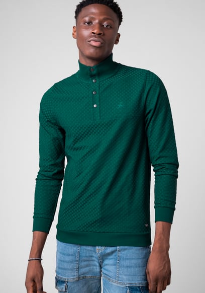 Textured Pattern High Neck Sweatshirt