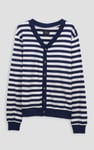 Striped V-neck Button Front Cardigan