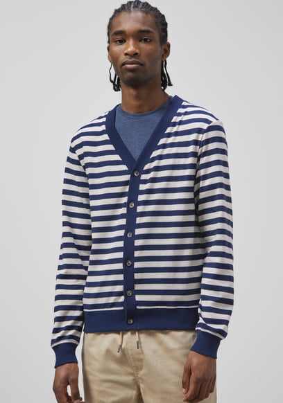 Striped V-neck Button Front Cardigan