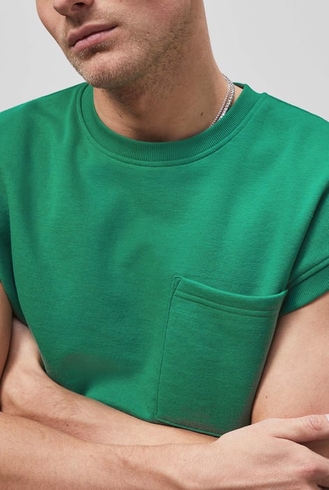 Green Crew Neck Sleeveless Sweatshirt