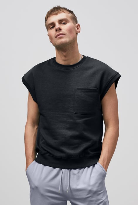 White Crew Neck Sleeveless Sweatshirt