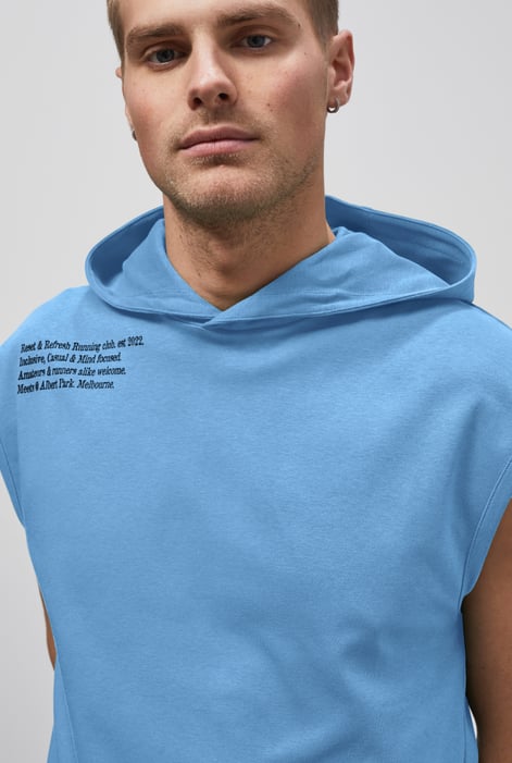 Blue Contrast Printed Hoodie