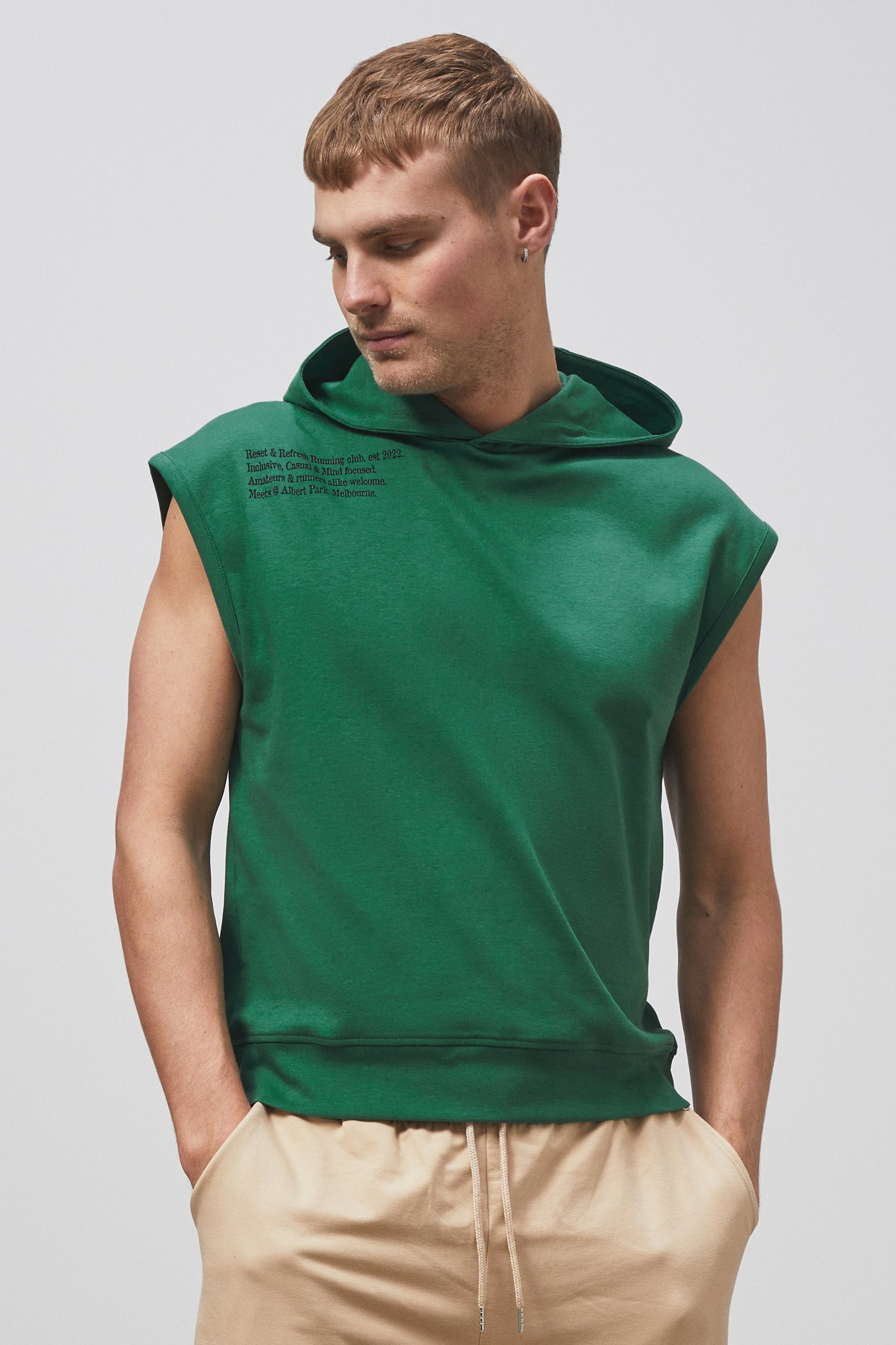 Enorsia Men's Green Contrast Printed Hoodie - Uk Xl