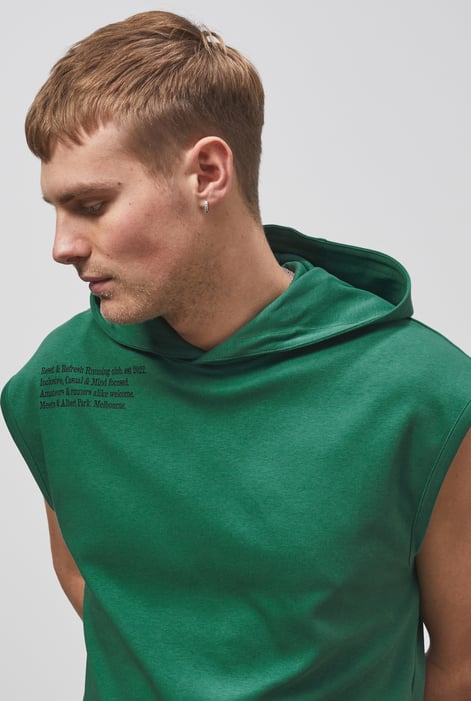 Green Contrast Printed Hoodie