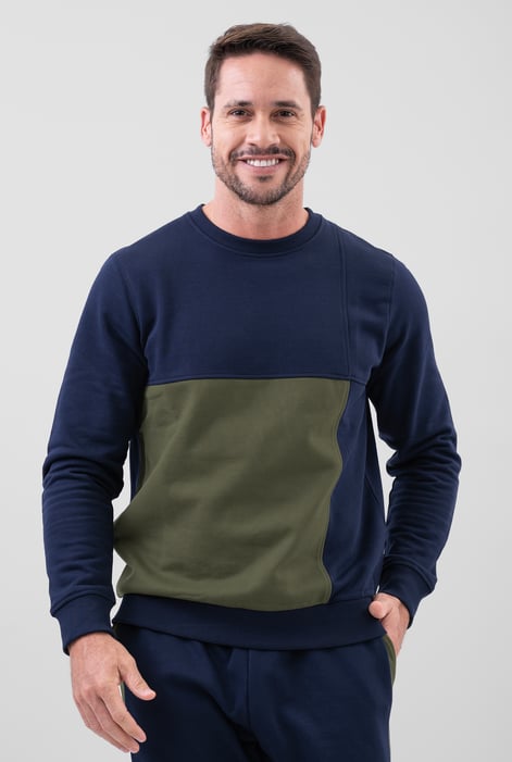 White Crew Neck Colour Block Sweatshirt