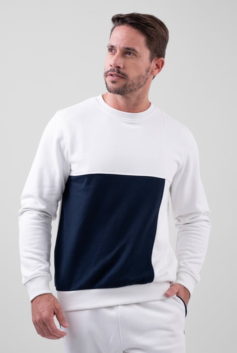 White Crew Neck Colour Block Sweatshirt