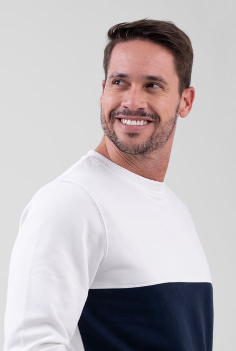 White Crew Neck Colour Block Sweatshirt