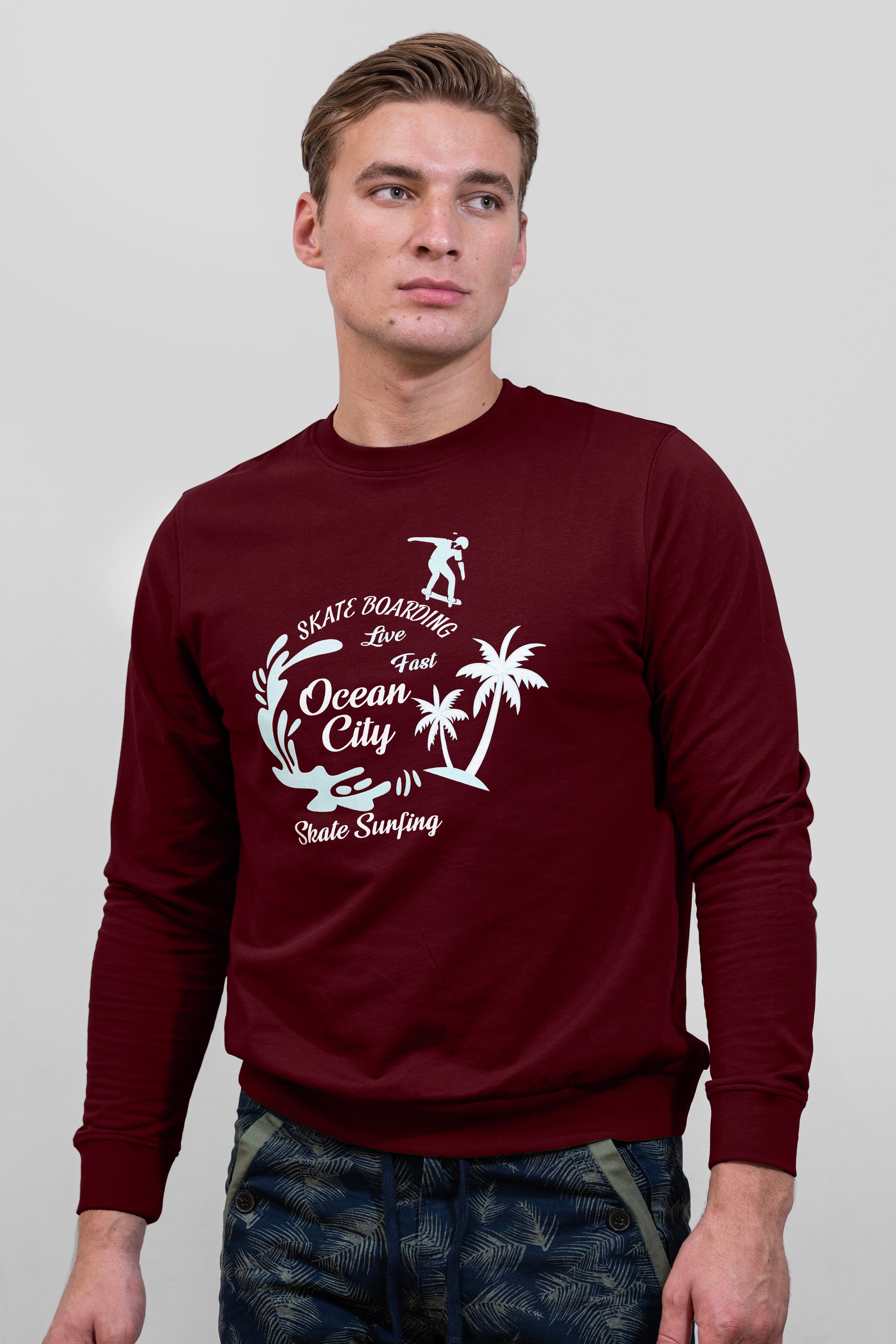 Enorsia Men's Red Paradise Surf Sweatshirt - Uk L