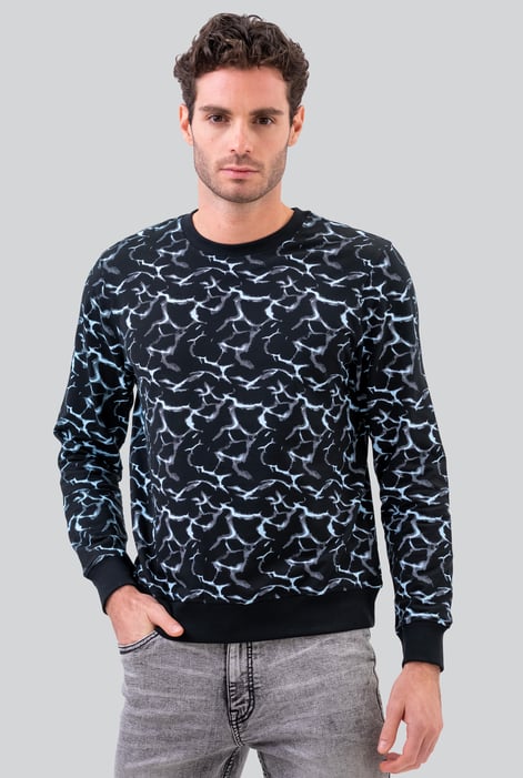 Mens Blue Crack Print Sweatshirt
