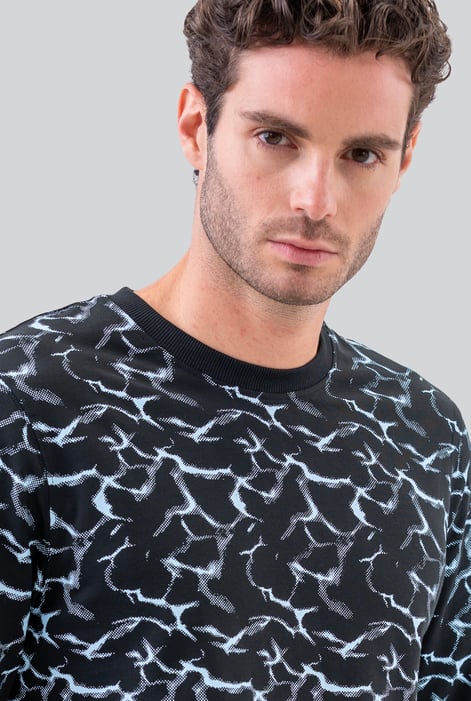 Mens Black Crack Print Sweatshirt