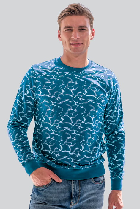 Mens Blue Crack Print Sweatshirt