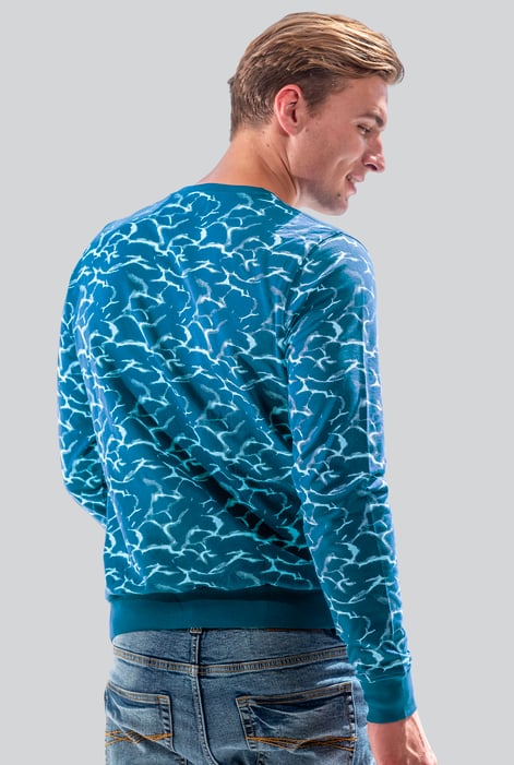 Mens Blue Crack Print Sweatshirt