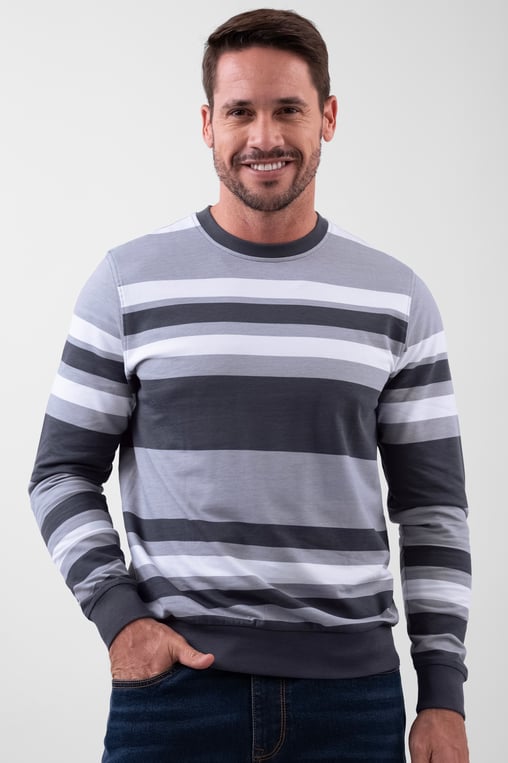 Mens Grey Classic Print Stripe Sweatshirt (MS3444328)