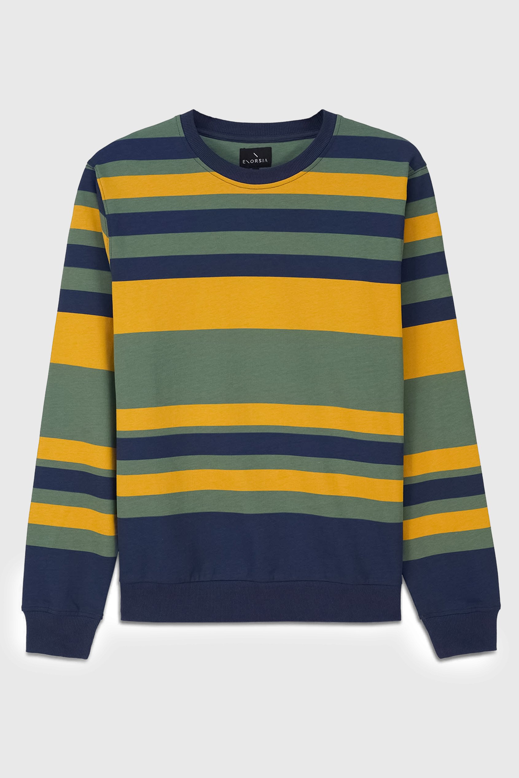 Enorsia Men's Navy Classic Print Stripe Sweatshirt - Uk L
