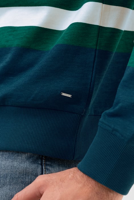 Mens Green Classic Print Stripe Sweatshirt