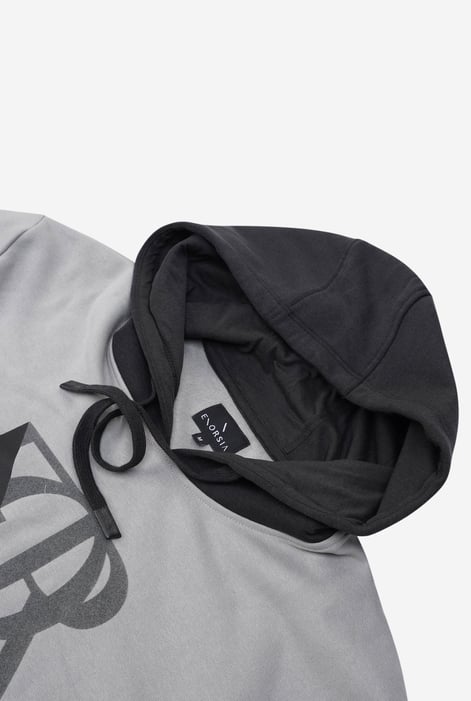 Mens Grey Flock Print Overhead Hoodie
