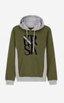 Mens Flock Print Overhead Hoodie