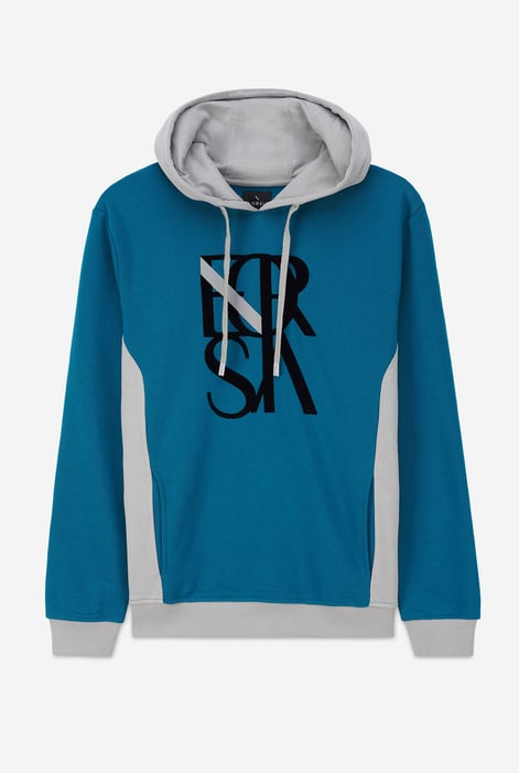Mens Green Flock Print Overhead Hoodie