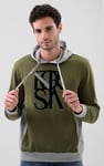 Mens Flock Print Overhead Hoodie