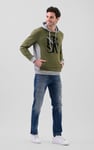 Mens Flock Print Overhead Hoodie
