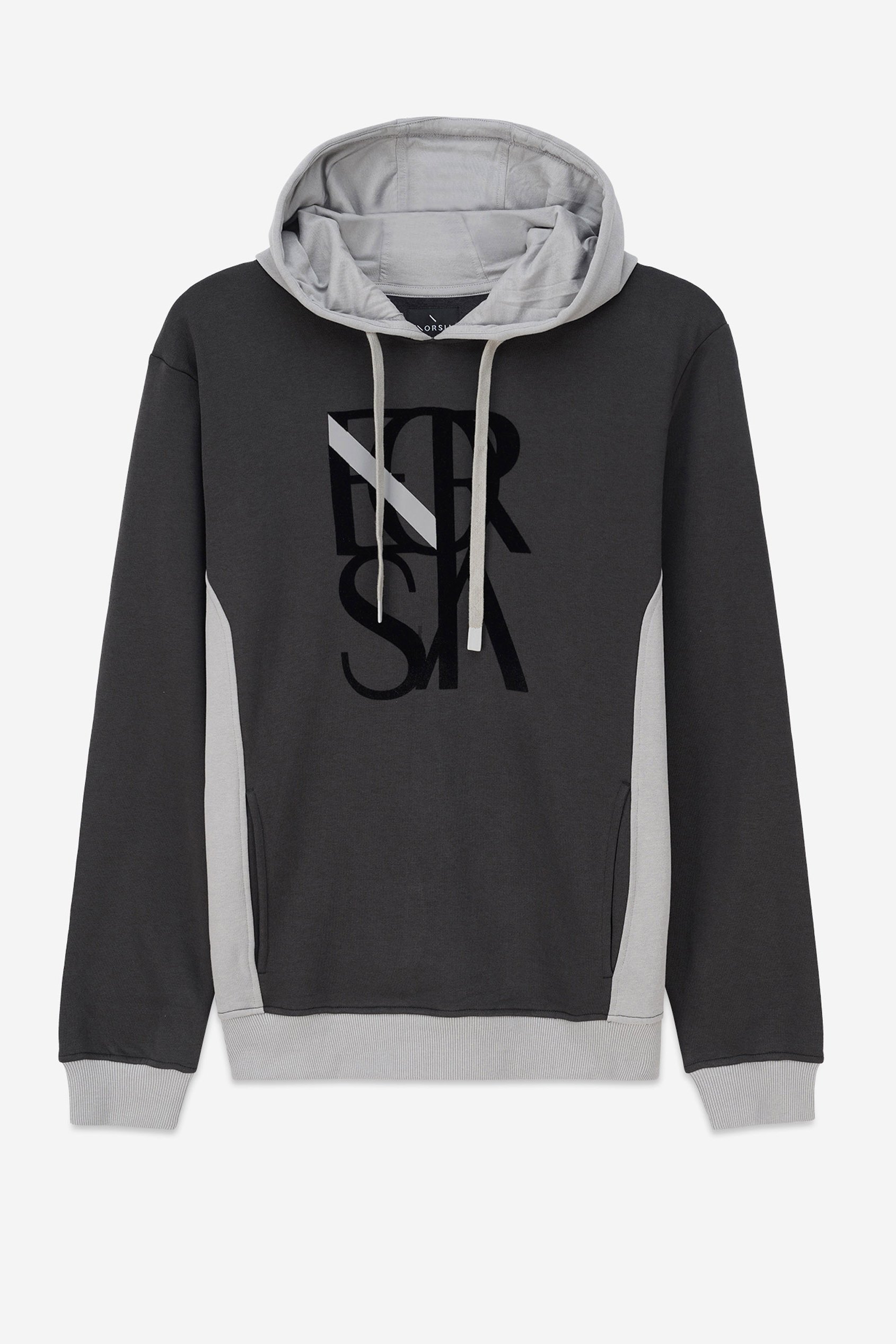 Enorsia Men's Black Flock Print Overhead Hoodie - Uk Xl