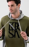Mens Flock Print Overhead Hoodie
