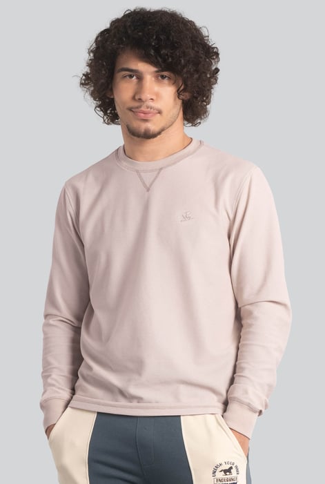 Cream Honeycomb Design Jersey Long Sleeve T-Shirt