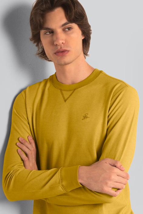 Yellow Honeycomb Design Jersey Long Sleeve T-Shirt