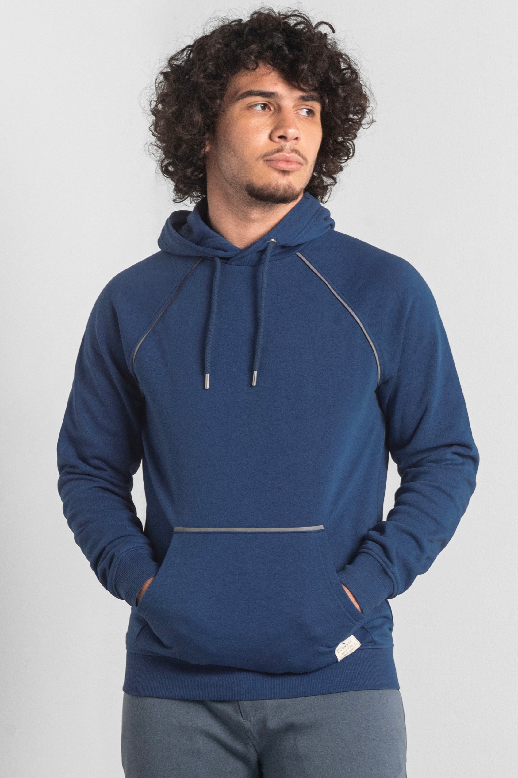 Enorsia Men's Navy Brushed Fleece Raglan Hoodie - Uk L